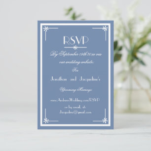 Dusty Blue Skript-Website E-Mail Hochzeit RSVP-Kar RSVP Karte