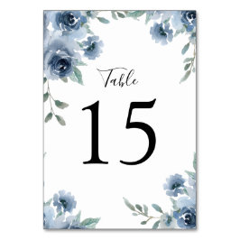 Dusty Blue Slate Greenery Floral Geometric Tischnummer