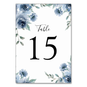 Dusty Blue Slate Greenery Floral Geometric Tischnummer
