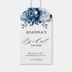 Dusty Blue Slate Navy Botanisches Brautparty Geschenkanhänger