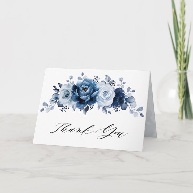 Dusty Blue Slate Navy Brautparty Hochzeit Dankeskarte (Vorderseite)