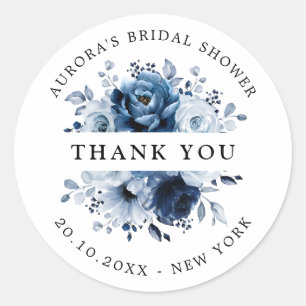 Dusty Blue Slate Navy Brautparty Vielen Dank Runder Aufkleber