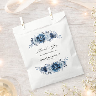Dusty Blue Slate Navy Floral Botanical Wedding Geschenktütchen