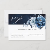 Dusty Blue Slate Navy Floral Botanical Wedding RSV