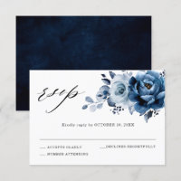 Dusty Blue Slate Navy Floral Botanical Wedding