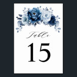 Dusty Blue Slate Navy Floral Botanical Wedding Tischnummer<br><div class="desc">Elegante Dusty Blau / Navy Thema Hochzeit Tischnummer mit eleganten Bouquet von Dusty Blue,  Navy,  Schiefer Rose Blume Knospen und blauen eukalyptus Blätter. Bitte kontaktieren Sie mich für Hilfe bei der Anpassung oder wenn Sie ein anderes Produkt mit diesem Design benötigen.</div>