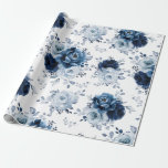 Dusty Blue Slate Navy Floral Botanical Wedding Wra Geschenkpapier<br><div class="desc">Elegantes Dusty Blau / Navy Thema Hochzeitsverpackung Papier mit elegantem Bouquet von Dusty Blau,  Marine,  Schiefer Rose Blume Knospen und blauen eukalyptus Blätter. Bitte kontaktieren Sie mich für Hilfe bei der Anpassung oder wenn Sie ein anderes Produkt mit diesem Design benötigen.</div>
