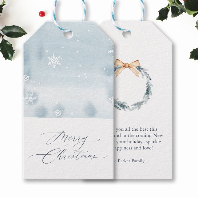 Dusty Blue Snowflake Gift Tag Geschenkanhänger (Von Creator hochgeladen)