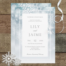 Dusty Blue Snowflake Sky Faire-part de mariage mod