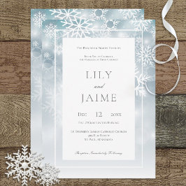 Dusty Blue Snowflake Sky Faire-part de mariage mod