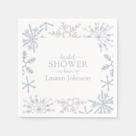 Dusty Blue Snowflake Winter Modernes Brautparty Serviette