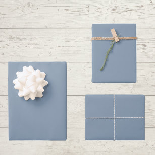 Dusty Blue Solid Color Geschenkpapier Set