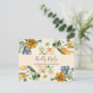 Dusty Blue Spring Garden Wildblumen Wedding Rsvp Einladungspostkarte