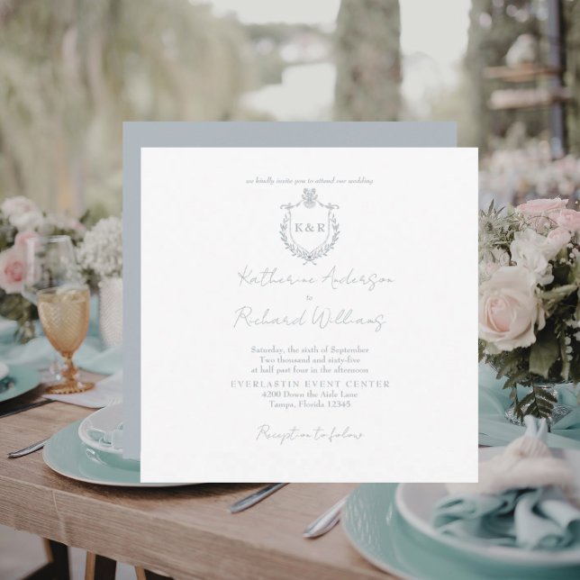 Dusty Blue Square Elegant Wedding  (Von Creator hochgeladen)