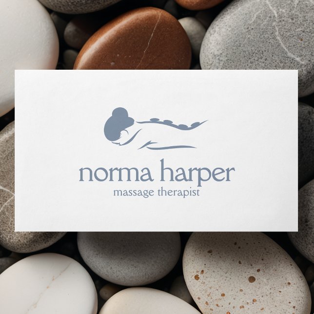 Dusty Blue Stone Massage Therapie Wellness Day Wel Visitenkarte (Von Creator hochgeladen)