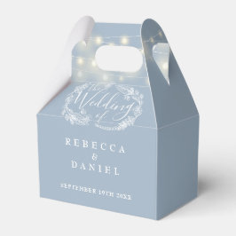 Dusty Blue String Lights Floral Wedding Geschenkschachtel