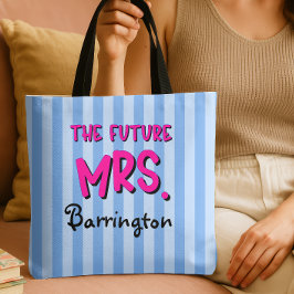 Dusty Blue Stripe Die Zukunft Frau Brides Tote Bag Tasche