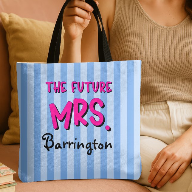 Dusty Blue Stripe Die Zukunft Frau Brides Tote Bag Tasche (Von Creator hochgeladen)