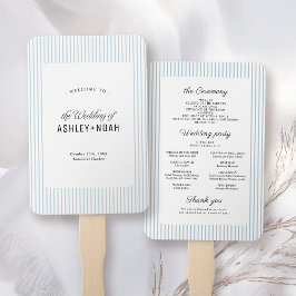 Dusty Blue Striped Elegance Classy Wedding Program Fächer