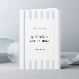 Dusty Blue Striped Elegance Classy Wedding Programm