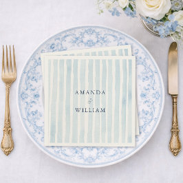 Dusty Blue Striped Wedding Napkin  Serviette