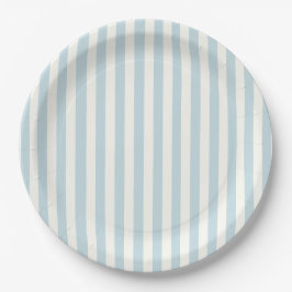 Dusty Blue Stripes Classic Party Pappteller