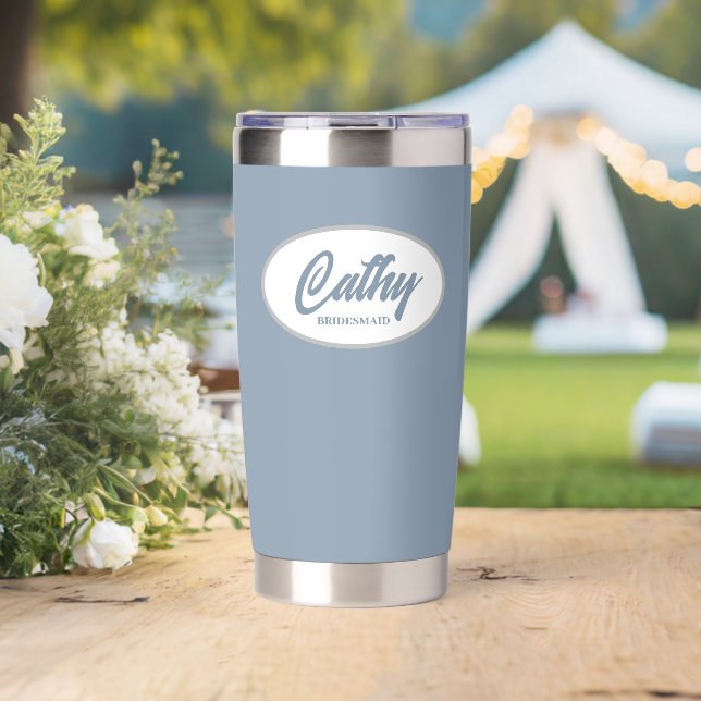 Dusty Blue Stylized Wedding Bridesmaid Thermobecher (Hochzeit (gedreht))