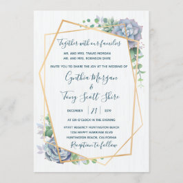 Dusty Blue Succulent Cactus Invitation Einladung