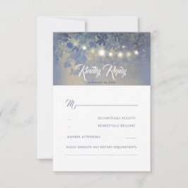 Dusty Blue Summer Night Rustic Wedding RSVP Karte