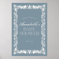 Dusty Blue Talavera Fiesta Baby Dusche Willkommen