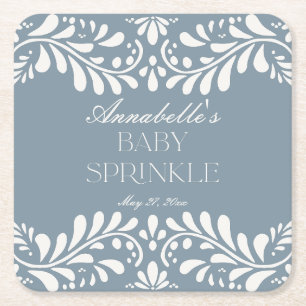 Dusty Blue Talavera Spanish Fiesta Baby Sprinkle Rechteckiger Pappuntersetzer