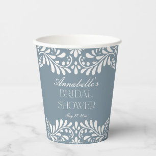 Dusty Blue Talavera Spanish Fiesta Brautparty Pappbecher