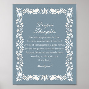Dusty Blue Talavera Tile Diaper Gedanken Dusche Poster