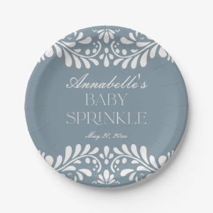 Dusty Blue Talavera Tile Fiesta Boy Baby Sprinkle Pappteller