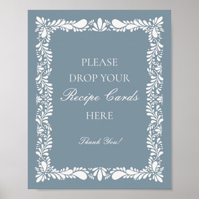 Dusty Blue Talavera Tile Share a Recipe Bridal Poster (Vorne)