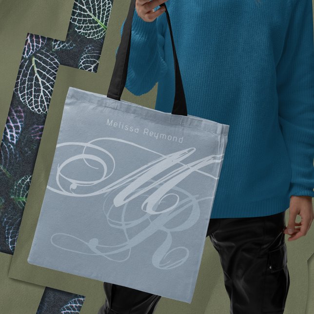 Dusty Blue Tasche Oversibles Monogramm (take me anywhere)