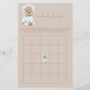 Dusty Blue Teddy Bear Baby Shooter Bingo Game Flye Flyer