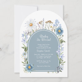 Dusty Blue Tee Party Baby in Bloom Baby Dusche Einladung