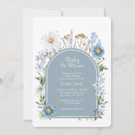 Dusty Blue Tee Party Baby in Bloom Baby Dusche Einladung