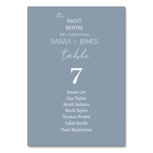 Dusty Blue the Night Before Wedding Seating Chart Tischnummer