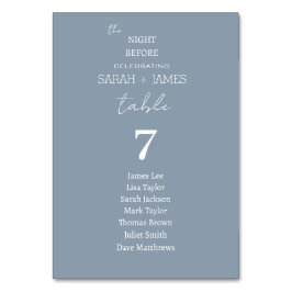 Dusty Blue the Night Before Wedding Seating Chart Tischnummer