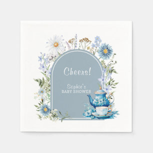 Dusty Blue Time for Tea Boho Garden Baby Show Serviette