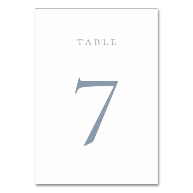 Dusty Blue Tischnummer Card (Vorderseite)