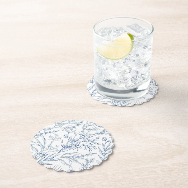 Dusty Blue Toile Botanische Party Paper Untersetze Untersetzer (Vor Ort)