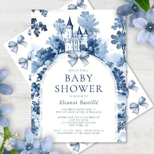 Dusty Blue Toile De Jouy French Baby Shower Einladung
