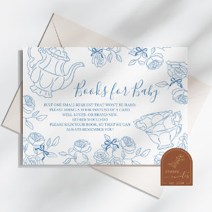 Dusty Blue Toile Tea Baby Shower Books für Baby Begleitkarte