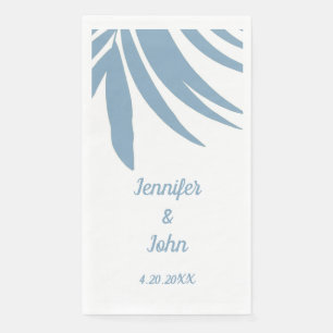 Dusty Blue Tropical Palm Leaf Beach Hochzeit Serviette