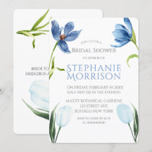 Dusty Blue Tulip Peony Bridal Einladungen