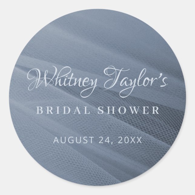 Dusty Blue Tulle Texture Runder Aufkleber (Vorderseite)