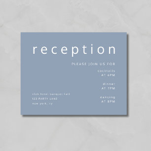 Dusty Blue Typography Elegant Wedding Empfang Begleitkarte